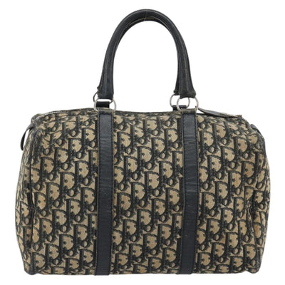Christian Dior Trotter Canvas Boston Bag Navy Silver Auth 188337 - 0