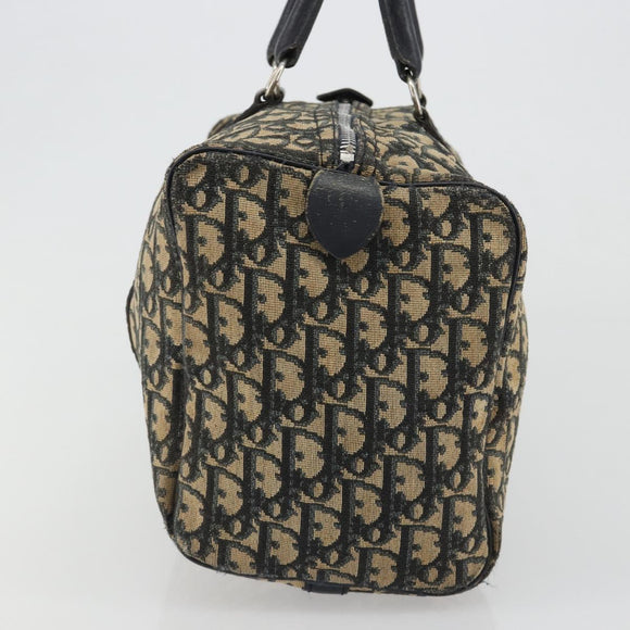 Christian Dior Trotter Canvas Boston Bag Navy Silver Auth 188337