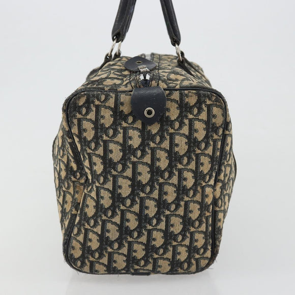 Christian Dior Trotter Canvas Boston Bag Navy Silver Auth 188337