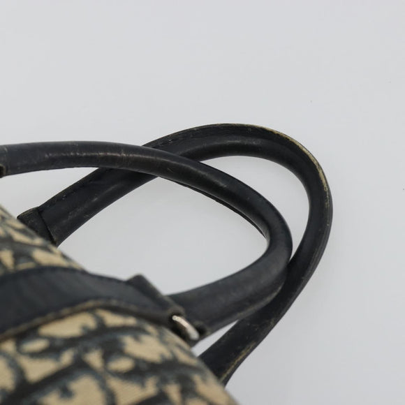 Christian Dior Trotter Canvas Boston Bag Navy Silver Auth 188337
