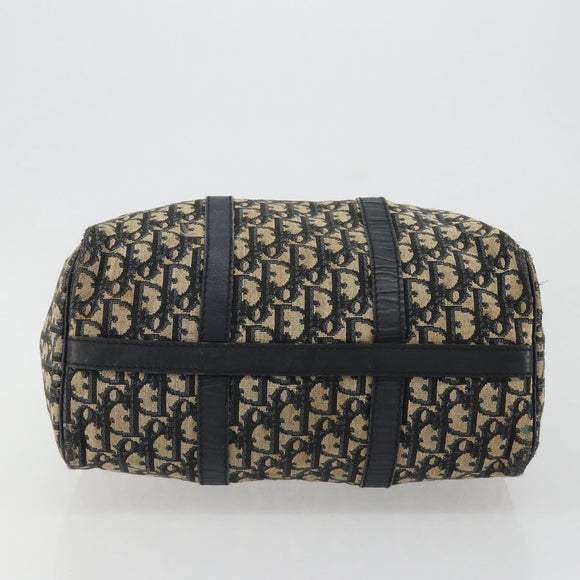 Christian Dior Trotter Canvas Boston Bag Navy Silver Auth 188337