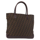 FENDI Zucca Canvas Tote Bag Black Brown Auth 188339A-1