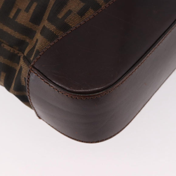 FENDI Zucca Canvas Tote Bag Black Brown Auth 188339A