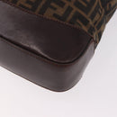 FENDI Zucca Canvas Tote Bag Black Brown Auth 188339A-16