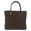 FENDI Zucca Canvas Tote Bag Black Brown Auth 188339A-13