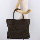 FENDI Zucca Canvas Tote Bag Black Brown Auth 188339A-21