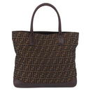 FENDI Zucca Canvas Tote Bag Black Brown Auth 188339A-2