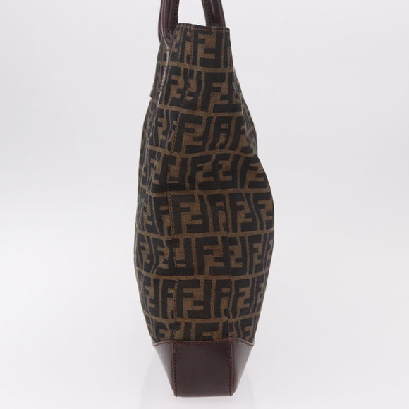 FENDI Zucca Canvas Tote Bag Black Brown Auth 188339A