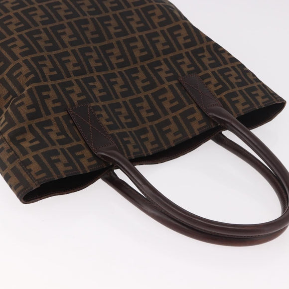 FENDI Zucca Canvas Tote Bag Black Brown Auth 188339A
