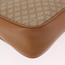 CELINE Macadam Canvas Shoulder Bag PVC Beige Gold Auth 188342A-12
