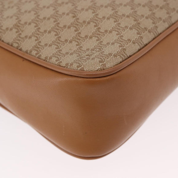 CELINE Macadam Canvas Shoulder Bag PVC Beige Gold Auth 188342A