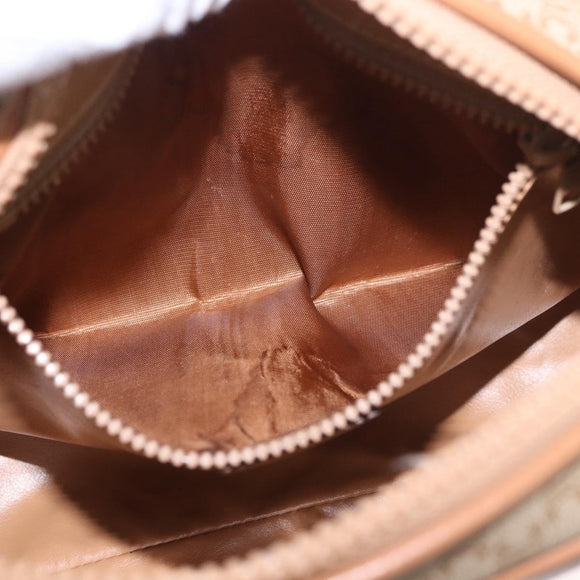 CELINE Macadam Canvas Shoulder Bag PVC Beige Gold Auth 188342A