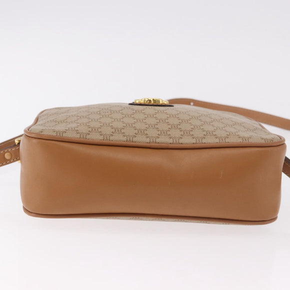 CELINE Macadam Canvas Shoulder Bag PVC Beige Gold Auth 188342A