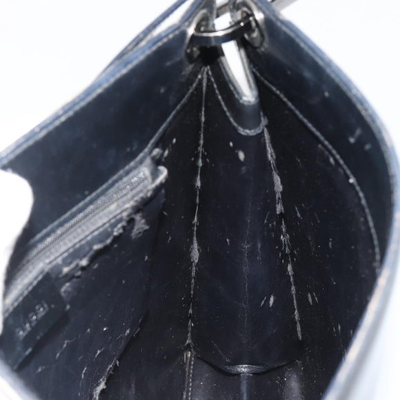 GUCCI Shoulder Bag Patent leather Black Silver 001 1013 3037 Auth 188345