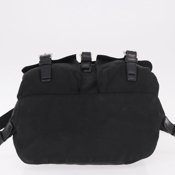 PRADA Backpack Nylon Black Silver Auth 188348