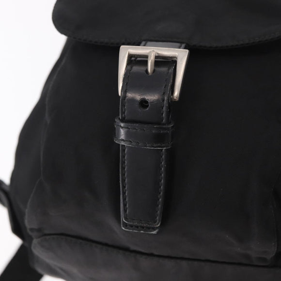 PRADA Backpack Nylon Black Silver Auth 188348