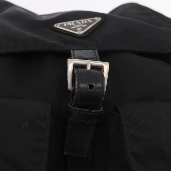 PRADA Backpack Nylon Black Silver Auth 188348