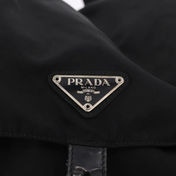 PRADA Backpack Nylon Black Silver Auth 188348