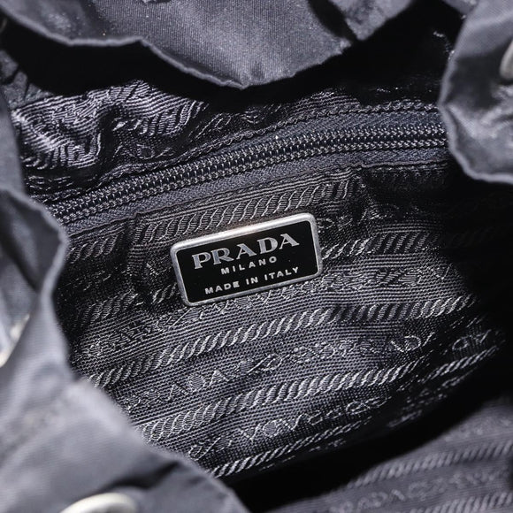 PRADA Backpack Nylon Black Silver Auth 188348