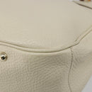 GUCCI Bamboo Hand Bag Leather White Gold 137383 Auth 188350A-15