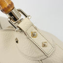 GUCCI Bamboo Hand Bag Leather White Gold 137383 Auth 188350A-10