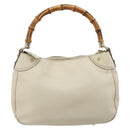 GUCCI Bamboo Hand Bag Leather White Gold 137383 Auth 188350A-2