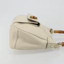 GUCCI Bamboo Hand Bag Leather White Gold 137383 Auth 188350A-3