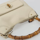 GUCCI Bamboo Hand Bag Leather White Gold 137383 Auth 188350A-6