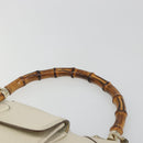 GUCCI Bamboo Hand Bag Leather White Gold 137383 Auth 188350A-8