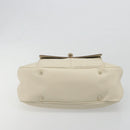 GUCCI Bamboo Hand Bag Leather White Gold 137383 Auth 188350A-5