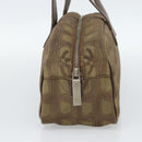 CHANEL New Travel Line Hand Bag Canvas Khaki Silver CC Auth 188351-3
