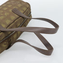 CHANEL New Travel Line Hand Bag Canvas Khaki Silver CC Auth 188351-7