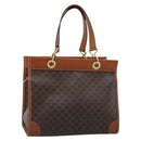CELINE Macadam Canvas Hand Bag PVC Leather Brown Gold Auth 188353A-1