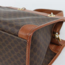 CELINE Macadam Canvas Hand Bag PVC Leather Brown Gold Auth 188353A-15