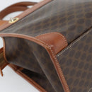 CELINE Macadam Canvas Hand Bag PVC Leather Brown Gold Auth 188353A-16