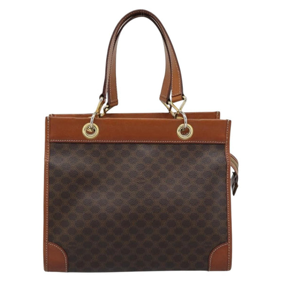 CELINE Macadam Canvas Hand Bag PVC Leather Brown Gold Auth 188353A