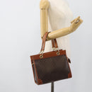 CELINE Macadam Canvas Hand Bag PVC Leather Brown Gold Auth 188353A-21