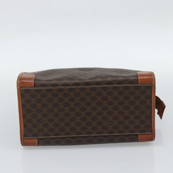CELINE Macadam Canvas Hand Bag PVC Leather Brown Gold Auth 188353A