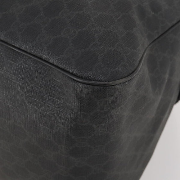 GUCCI GG Supreme Boston Bag PVC Black Silver Auth 188355A