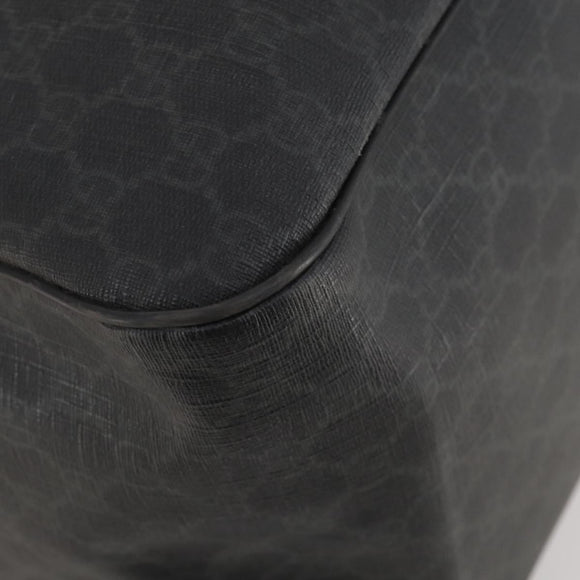 GUCCI GG Supreme Boston Bag PVC Black Silver Auth 188355A