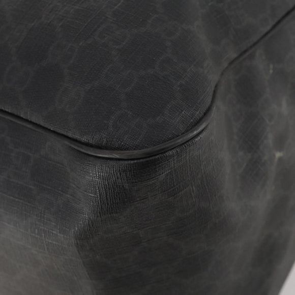 GUCCI GG Supreme Boston Bag PVC Black Silver Auth 188355A
