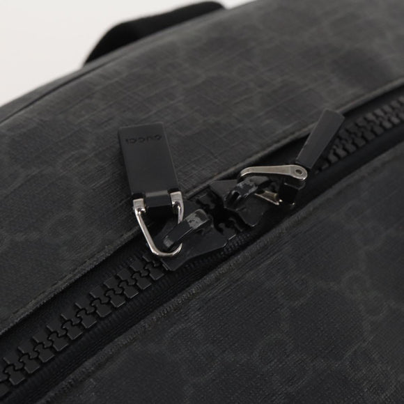 GUCCI GG Supreme Boston Bag PVC Black Silver Auth 188355A