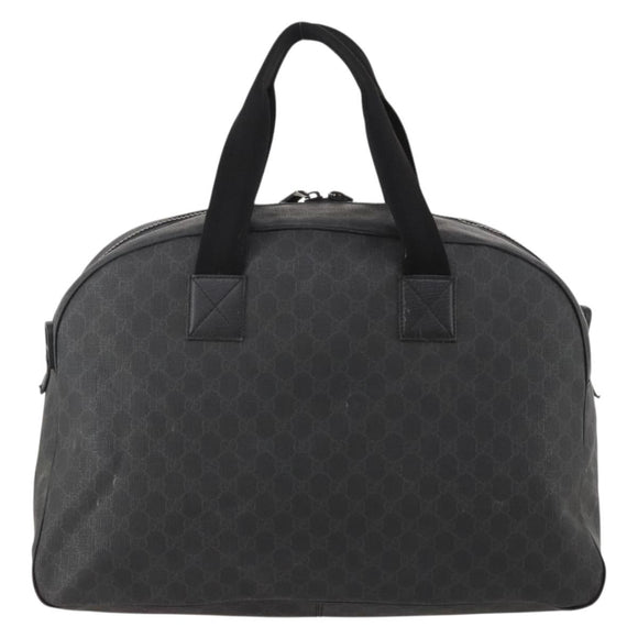 GUCCI GG Supreme Boston Bag PVC Black Silver Auth 188355A