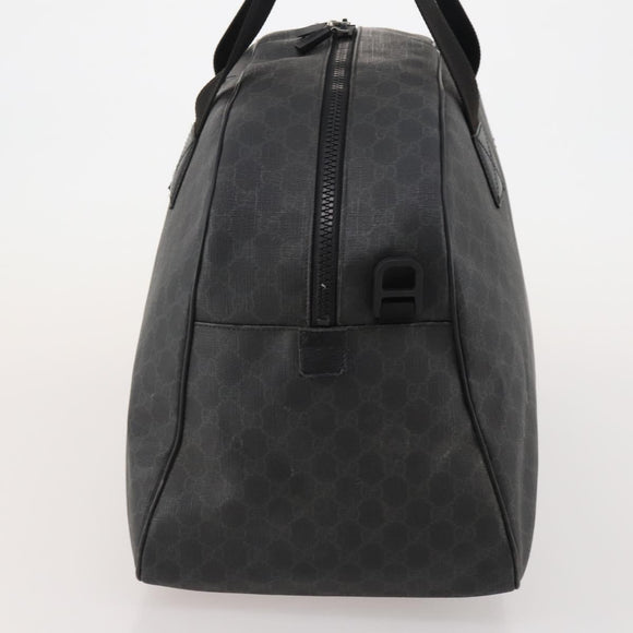 GUCCI GG Supreme Boston Bag PVC Black Silver Auth 188355A