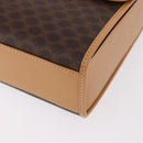 CELINE Macadam Canvas Hand Bag PVC Leather 2way Brown Gold Auth 188357V-13