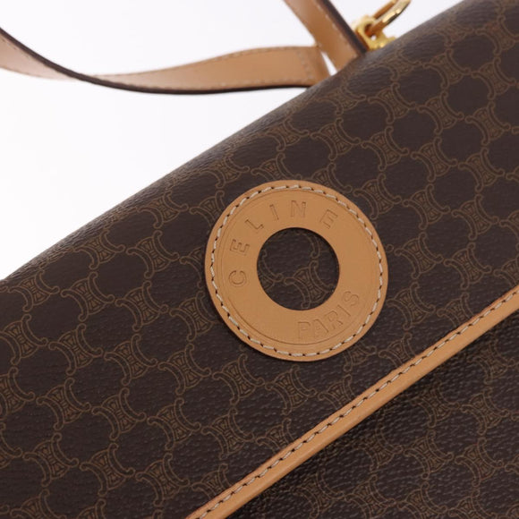 CELINE Macadam Canvas Hand Bag PVC Leather 2way Brown Gold Auth 188357V