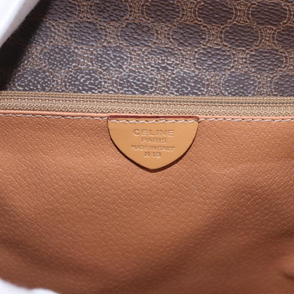 CELINE Macadam Canvas Hand Bag PVC Leather 2way Brown Gold Auth 188357V