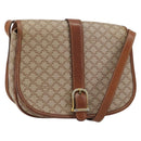 CELINE Macadam Canvas Shoulder Bag PVC Beige Gold Auth 188358A-1