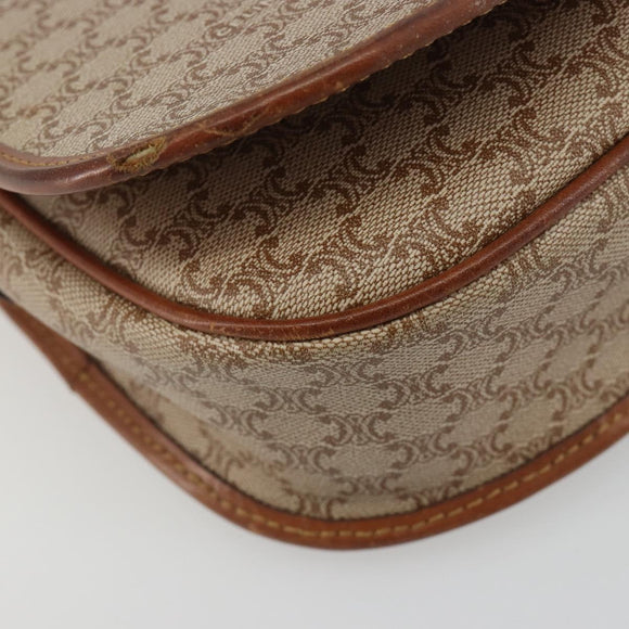 CELINE Macadam Canvas Shoulder Bag PVC Beige Gold Auth 188358A