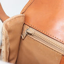 CELINE Macadam Canvas Shoulder Bag PVC Beige Gold Auth 188358A-23